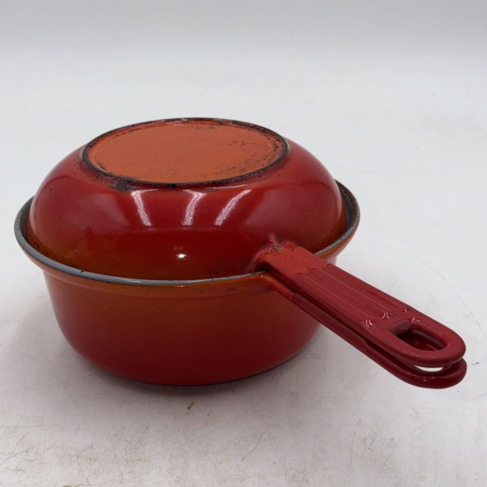 Vintage Descoware 89-A Enamel Cast Iron 1QT Sauce Pot w/Skillet Lid Belgium (N5)
